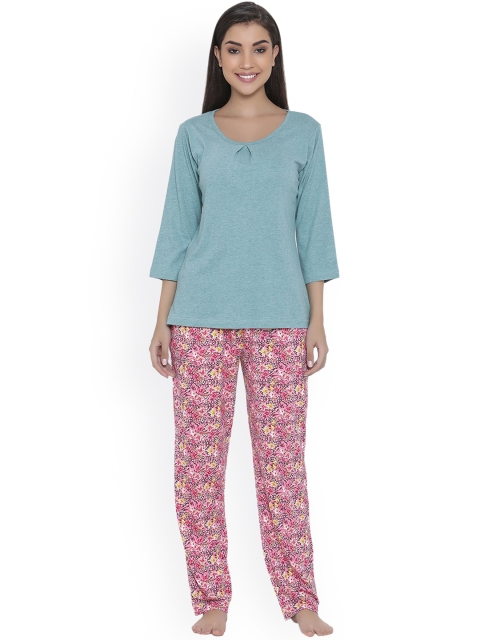 

Clovia Blue & Pink Printed Lounge Set LS0242M11