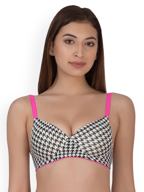 

Clovia White Printed Non-Wired Padded Everyday Bra
