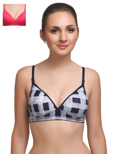 

Lady Lyka Pack of 2 Medium-Coverage T-shirt Bras EXTACY-6-BREEZE, Navy blue