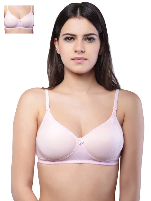 

Lady Lyka Pack of 2 Medium-Coverage Solid T-shirt Bras MISTIQUE-PNK-2CMB, Pink