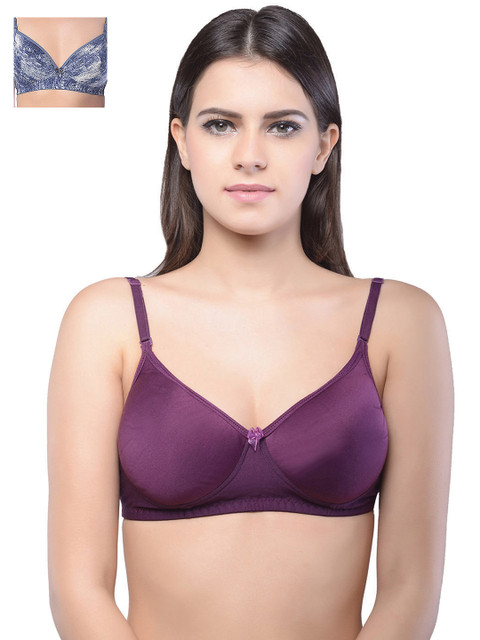 

Lady Lyka Pack of 2 Medium-Coverage Printed T-shirt Bras MISTIQUE-PPL-DENIM-6, Purple
