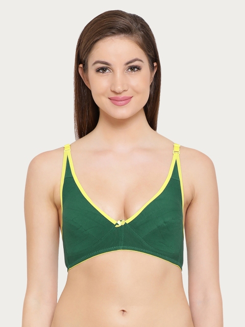 

Clovia Cotton Non-Padded Non-Wired Demi Cup Bra, Green
