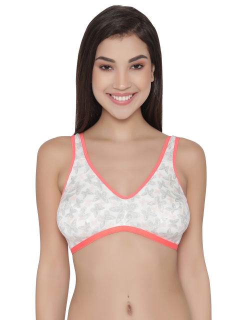 

Clovia Cotton Non-Padded Non-Wired Printed Full Cup Bra, White