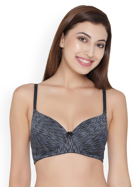 

Clovia Padded Non-Wired Printed Multiway Push-Up T-Shirt Bra, Blue