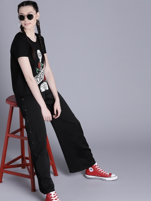 

Kook N Keech Disney Women Black Printed Round Neck T-shirt