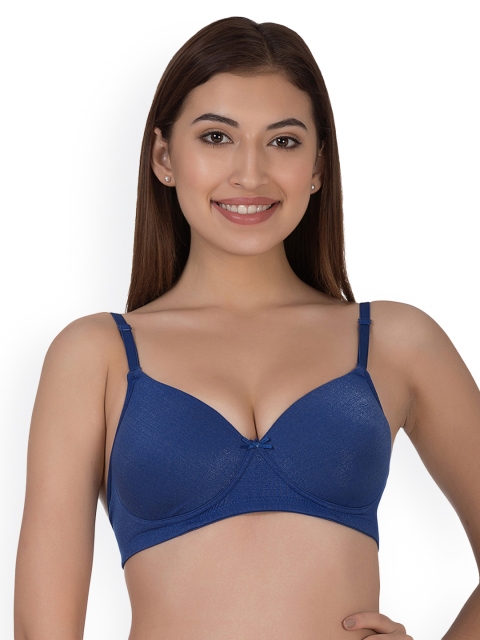 

Clovia Blue Solid Non-Wired Padded T-shirt Bra