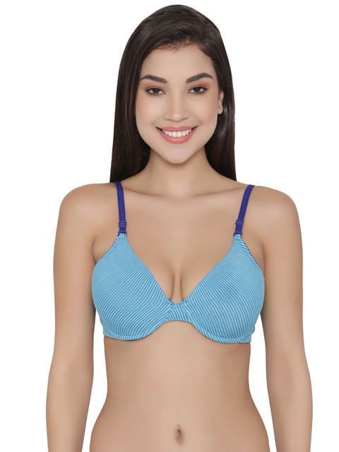 

Clovia Blue Printed Underwired Lightly Padded T-shirt Bra