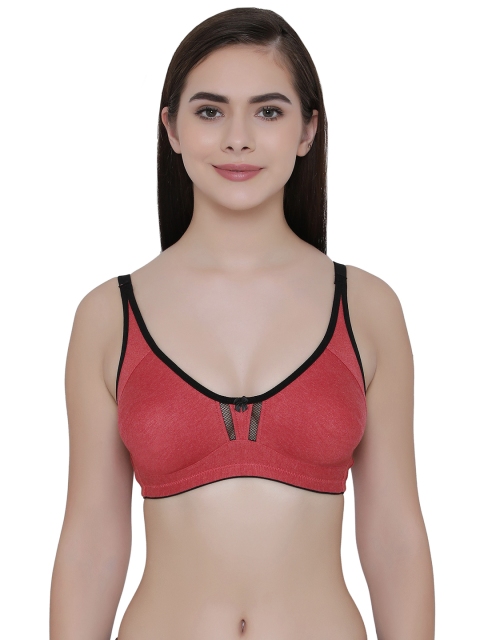 

Clovia Cotton Rich Non-Padded Non-Wired Double Layered Full Cup Bra, Red