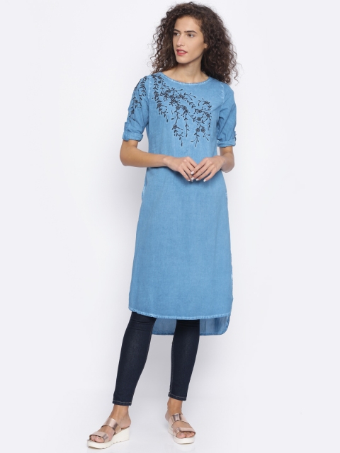

Melange by Lifestyle Women Blue Yoke Design A-Line Kurta
