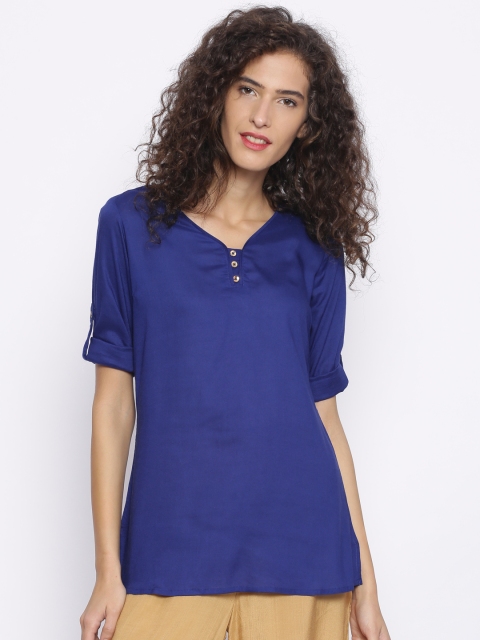 

Melange by Lifestyle Women Blue Solid A-Line Kurta