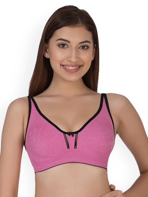 

Clovia Cotton Rich Non-Padded Non-Wired Double Layered Full Cup Bra, Pink