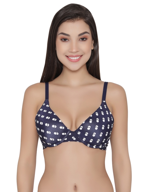 

Clovia Blue Printed Underwired Lightly Padded T-shirt Bra