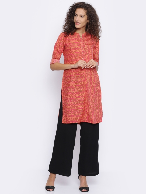 

Melange by Lifestyle Women Pink Printed Straight Kurta