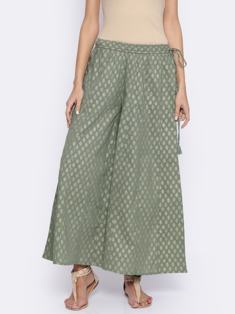 

Melange by Lifestyle Women Green Printed Flared Palazzos