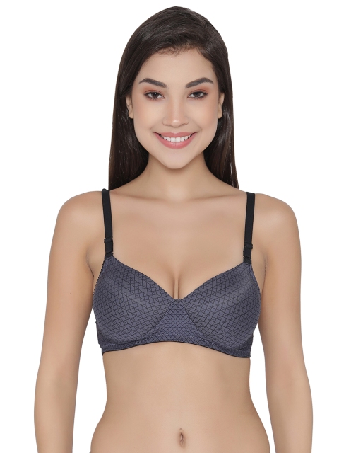 

Clovia Printed Non-Wired Padded Multiway T-Shirt Bra, Grey