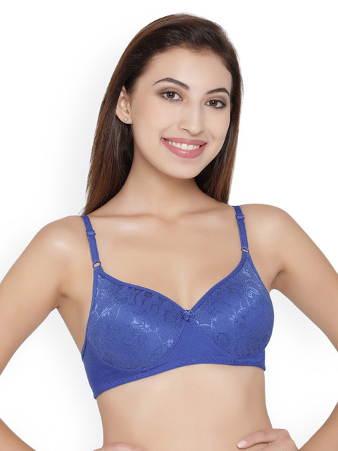 

Clovia Cotton Padded Non-Wired Lace Cup Bra, Blue