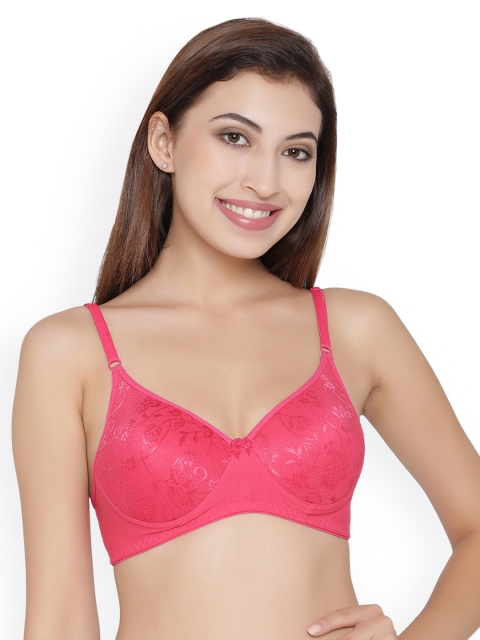 

Clovia Pink Self Design Non-Wired Padded Everyday Bra BR1033P1440C
