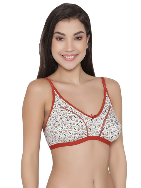 

Clovia Cotton Non-Padded Non-Wired Full Cup Printed Bra, White