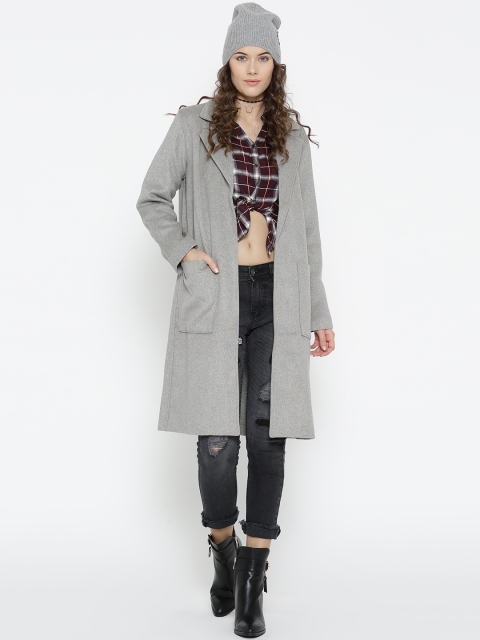 

FOREVER 21 Grey Melange Longline Coat