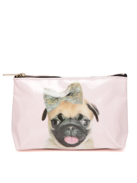 

FOREVER 21 Women Pink Puppy Print Travel Pouch