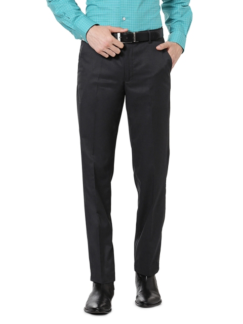 

Peter England Men Grey Slim Fit Solid Formal Trousers