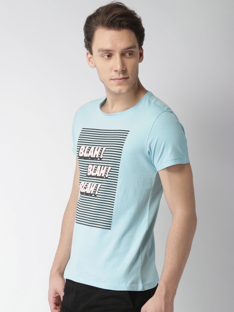 

Mast & Harbour Men Blue Printed Round Neck T-Shirt