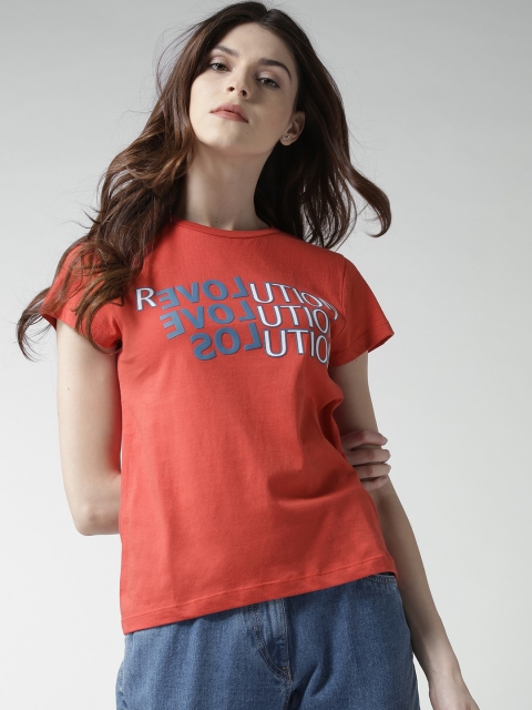

Mast & Harbour Women Red Printed Round Neck T-shirt