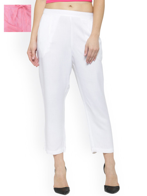 

Laabha Pack of 2 Relaxed Straight Fit Trousers, White