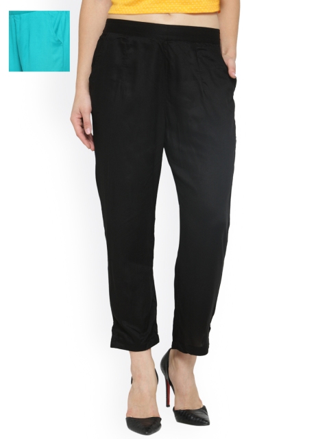 

Laabha Pack of 2 Relaxed Straight Fit Trousers, Black