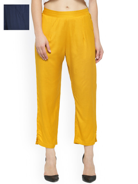 

Laabha Pack of 2 Relaxed Straight Fit Trousers, Mustard
