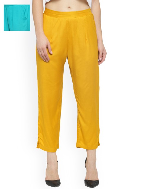 

Laabha Pack of 2 Relaxed Straight Fit Trousers, Mustard