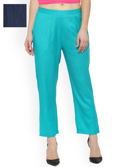 

Laabha Pack of 2 Relaxed Straight Fit Trousers, Blue