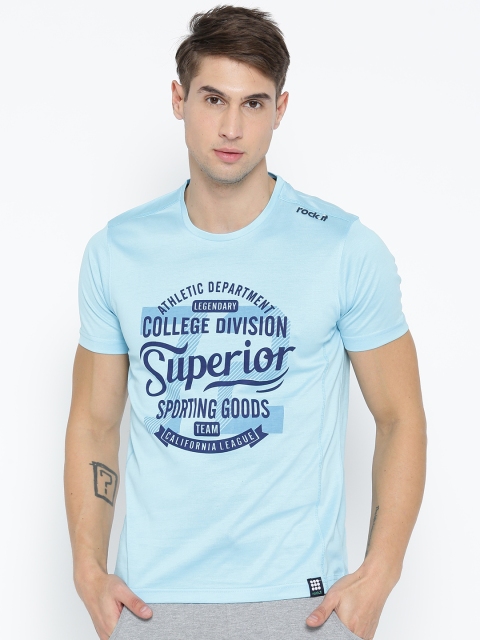 

rock.it Men Blue Printed Round Neck T-shirt