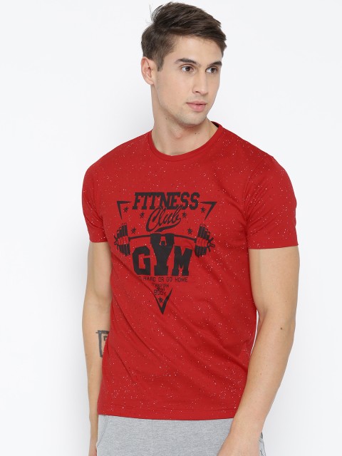 

rock.it Men Red Printed Round Neck T-shirt