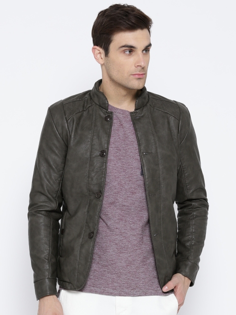 

Fort Collins Men Brown Solid Biker Jacket