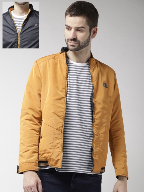 

Fort Collins Men Mustard Yellow & Navy Solid Reversible Tailored Jacket