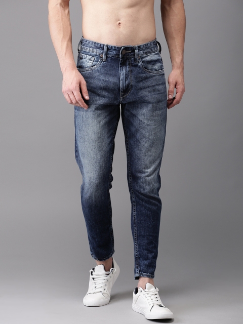 

HERE&NOW Men Blue Slim Fit Mid-Rise Clean Look Cropped Jeans