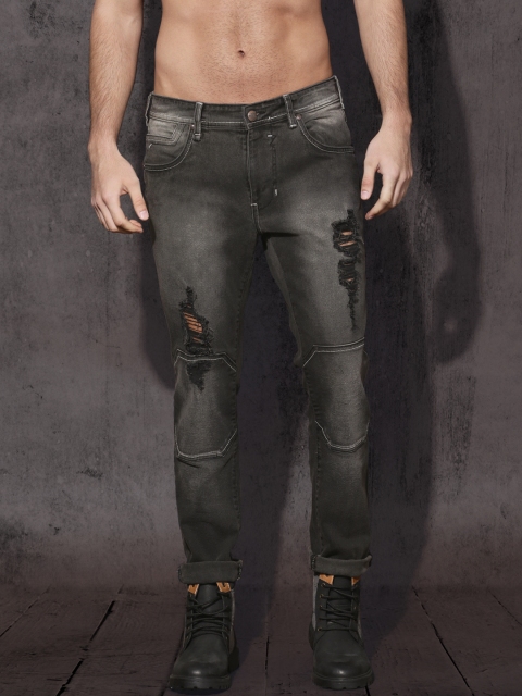 

RDSTR Men Black Skinny Fit Mid-Rise Highly Distressed Stretchable Jeans