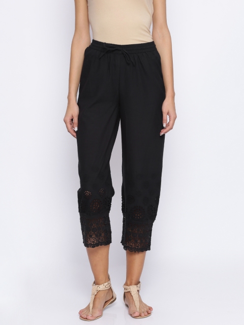 

Melange by Lifestyle Women Black Straight Fit Solid Regular Trousers