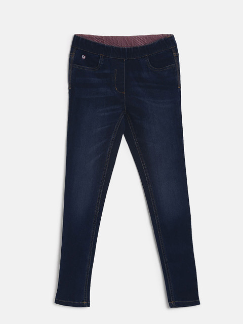 

U.S. Polo Assn. Kids Girls Blue Skinny Fit Mid-Rise Jeggings