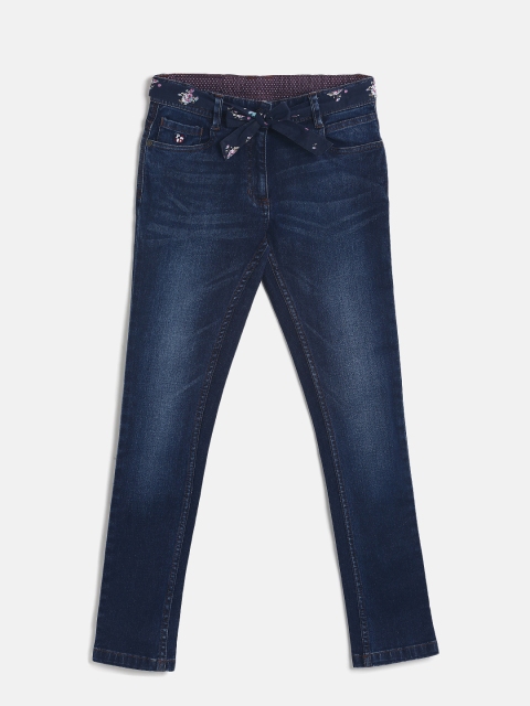 

U.S. Polo Assn. Kids Girls Blue Slim Fit Mid-Rise Clean Look Jeans