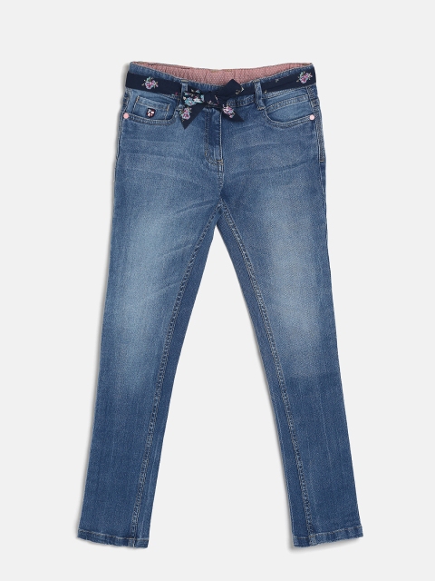 

U.S. Polo Assn. Kids Girls Blue Slim Fit Mid-Rise Clean Look Jeans