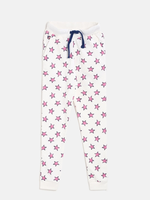 

U.S. Polo Assn. Kids Girls White & Pink Printed Joggers