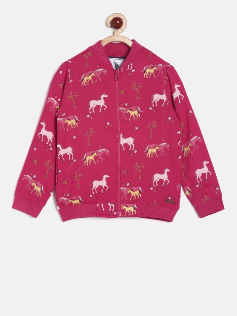 

U.S. Polo Assn. Kids Girls Pink Printed Sweatshirt
