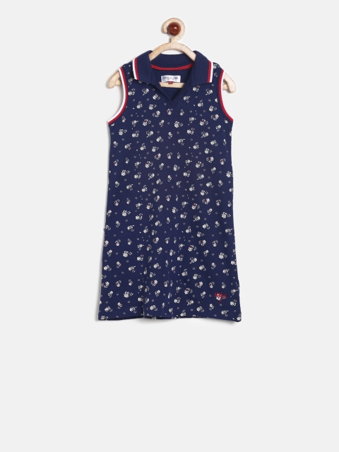 

U.S. Polo Assn. Kids Girls Navy Blue Printed T-shirt Dress