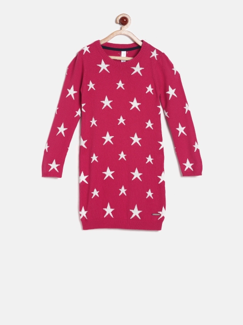 

U.S. Polo Assn. Kids Girls Pink Printed Sweater Dress