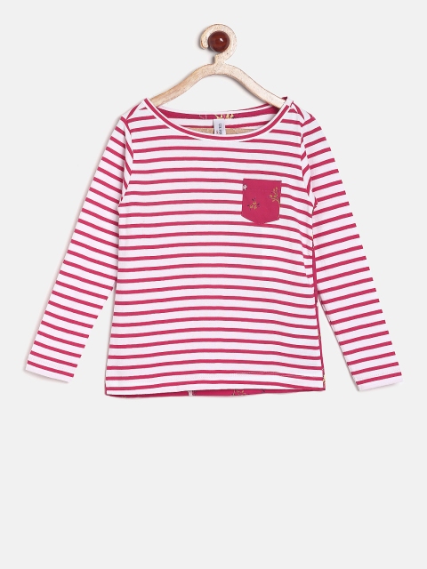 

U.S. Polo Assn. Kids Girls White & Red Striped Boat Neck T-shirt