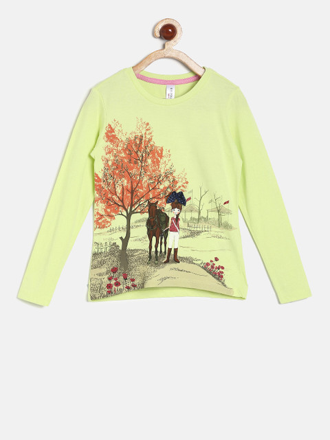 

U.S. Polo Assn. Kids Boys Lime Green Printed Round Neck T-shirt