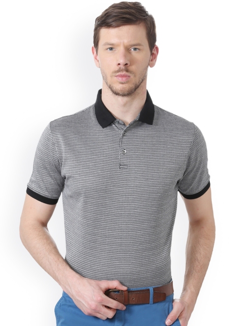 

Peter England Elite Men Black & Grey Printed Polo Collar T-shirt