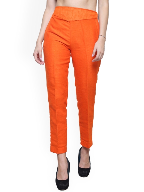 

Castle Women Orange Smart Regular Fit Solid Trousers